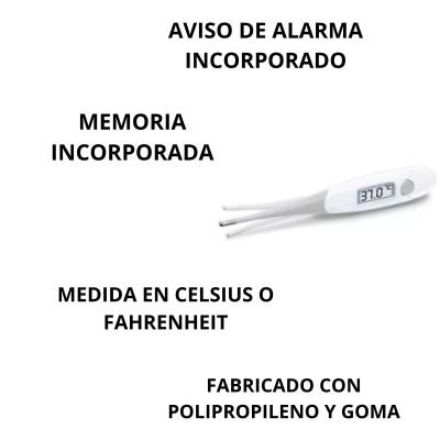 Termómetro Digital con punta flexible para Bebés, Niños y Adultos. Sin Mercurio.